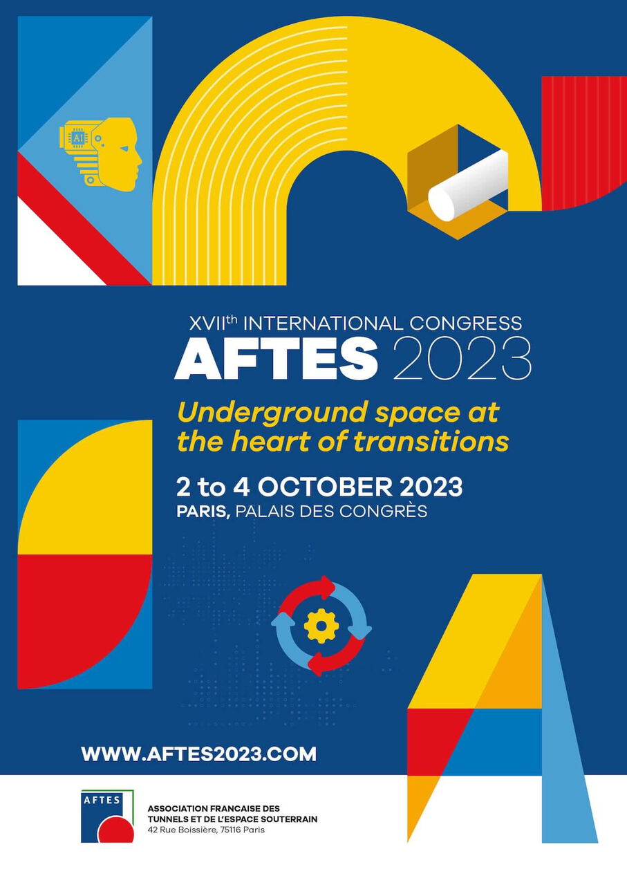 Veranstaltungsplakat: AFTES 2023, Internationaler Tunnelbau-Kongress in Paris