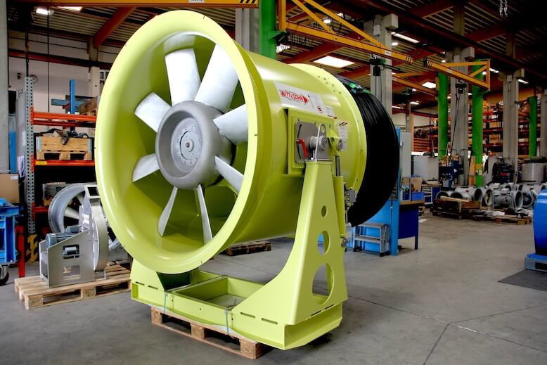 Fertig montierter Axialventilator von Witt & Sohn in der Produktionshalle